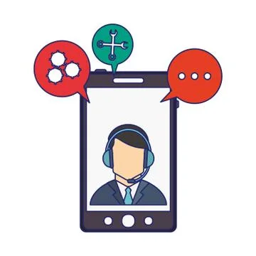 Technical support from smartphone blue lines Stock Illustration