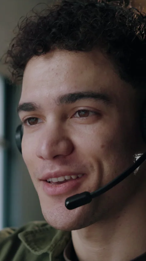 Technical support, smile and man in call center, speaking and online help for Stock Footage 338099729
