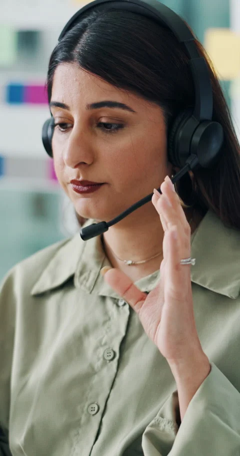Technical support, speaking and woman in call center office for IT, help desk or Stock Footage 319622067
