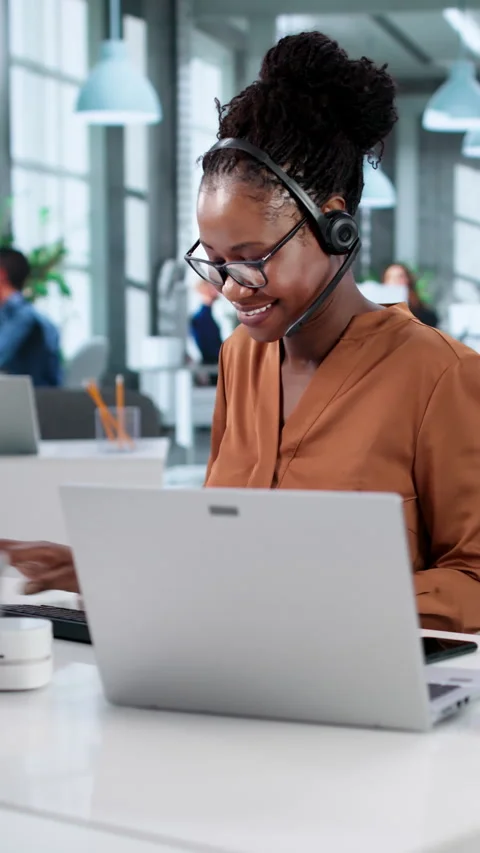 Technical Support Specialist Assisting Customer Using Computer Stock Footage 328403023