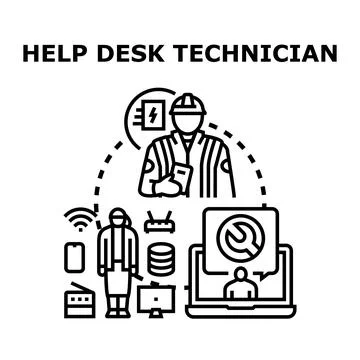 Technical support specialist providing it help desk service Stock Illustration