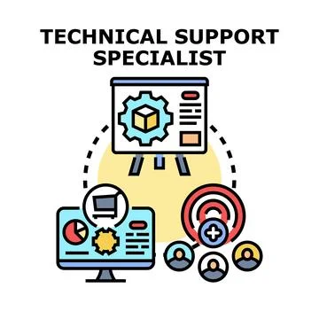 Technical support specialist working with client assistance 库存插图