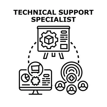 Technical support specialist working with client assistance Stock Illustration