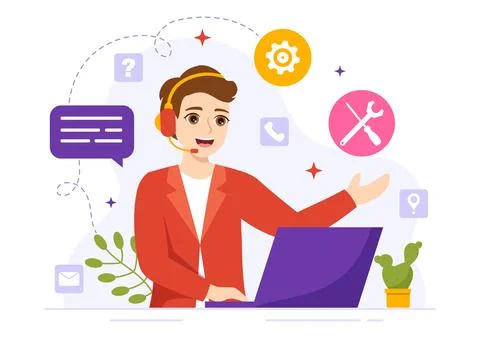 Technical Support System Vector Illustration with Software Development, Cus.. Stock Illustration