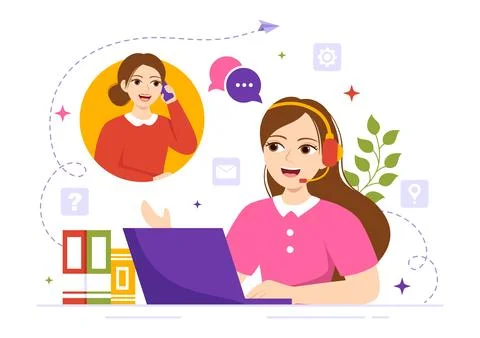 Technical Support System Vector Illustration with Software Development, Cus.. Stock Illustration