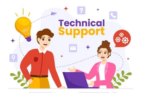 Technical Support System Vector Illustration with Software Development, Cus.. Stock Illustration