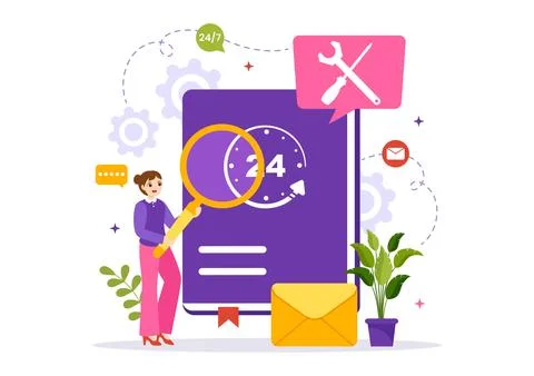 Technical Support System Vector Illustration with Software Development, Cus.. Stock Illustration