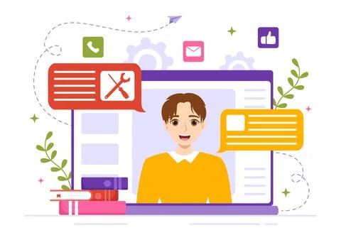 Technical Support System Vector Illustration with Software Development, Cus.. Stock Illustration