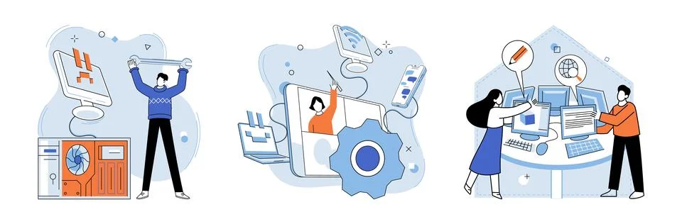 Technical support. Technological advancements have transformed way experts in 스톡 일러스트
