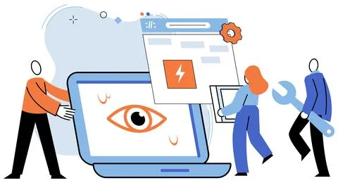 Technical support. Technological advancements require continuous learning and Illustrazione stock