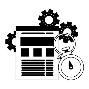 Technical support technology in black and white Stock-Illustration