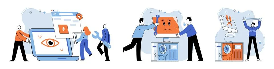 Technical support. Technology plays crucial role in enabling technical Stock-Illustration