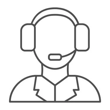 Technical support thin line icon. Call center vector illustration isolated on Stock Illustration