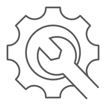 Technical support thin line icon, business and service, repair sign, vector Stock Illustration