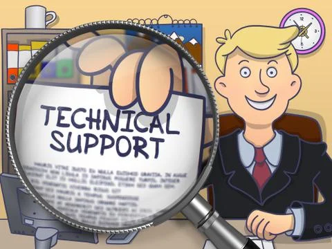 Technical Support through Lens. Doodle Design 스톡 일러스트