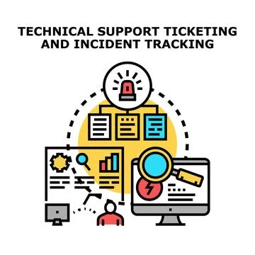 Technical support ticketing incident tracking alert system Stockillustratie