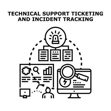 Technical support ticketing incident tracking alert system 스톡 일러스트
