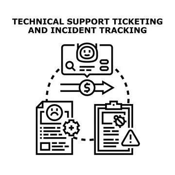 Technical support ticketing incident tracking system concept Stock Illustration
