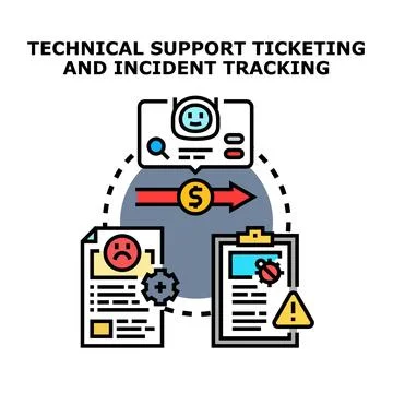Technical support ticketing incident tracking system concept 库存插图