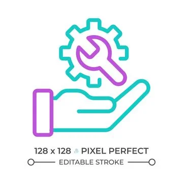 Technical support two color line icon Stock Illustration