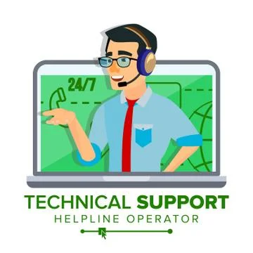 Technical Support Vector. Global Tech Support. Business Maintenance. Operator Stock Illustration