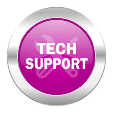 Technical support violet circle chrome web icon isolated. Stock Illustration