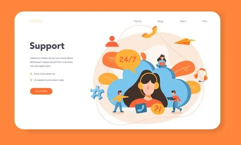 Technical support web banner or landing page. Idea of customer service. Illustrazione stock