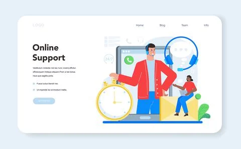 Technical support web banner or landing page. Idea of customer service 库存插图