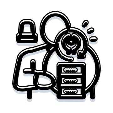 Technical support worker managing server network connection Stock Illustration