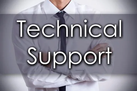 Technical Support - Young businessman with text - business concept Stock Photos