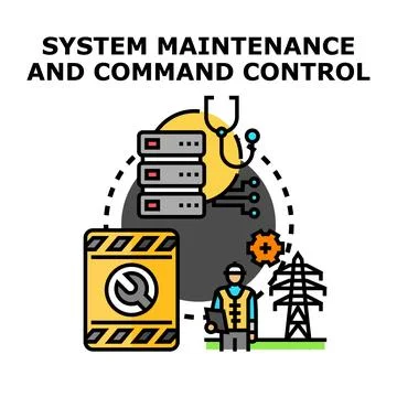 Technical system maintenance and command control management Stock Illustration