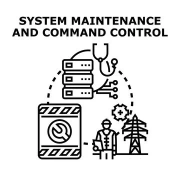 Technical system maintenance and command control management Stock Illustration