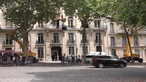 Technical team behind the series Emily in Paris finishes filming in the French c Stock Footage 314787068