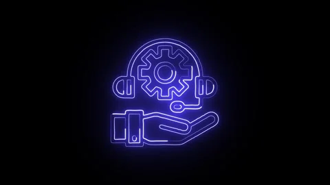 Technical Team Isolated on Black Background Neon Engineering Group Animation Stock Footage 328107291