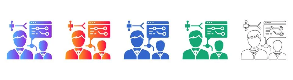 Technical Team Workflow Icon Set Stock Illustration