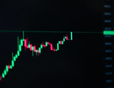 Technical trading of candlestick signal graph fast moving with panic market,  Illustrazione stock