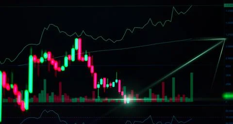 Technical trading of candlestick signal graph fast moving with panic market,  Illustrazione stock