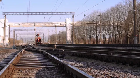 Technical train working on railway at good weather Stock Footage 73575584