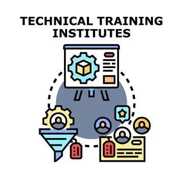 Technical training institutes developing professional skills and expertise Stock Illustration