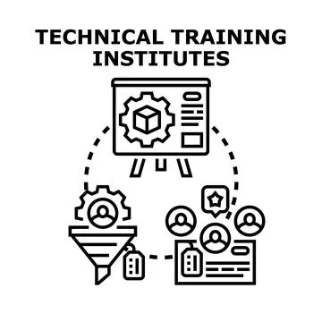 Technical training institutes developing professional skills and expertise Stock Illustration