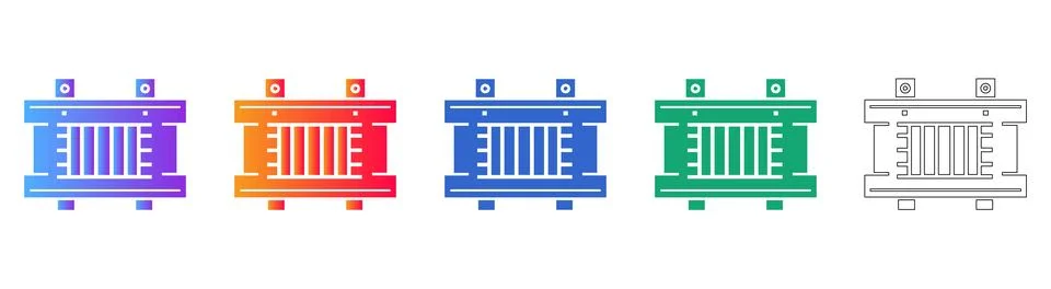 Technical Transformer Component Icons Иллюстрация