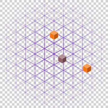 Technical triangular grid with cubes isolated PNG with transparent background Stock Photos
