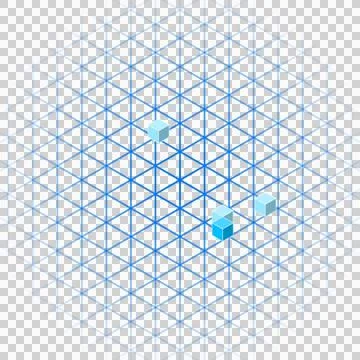 Technical triangular grid with cubes transparent PNG Stock Photos
