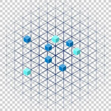 Technical triangular grid with cubes transparent PNG design element Stock Photos