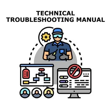 Technical troubleshooting manual concept for problem solving Stockillustratie