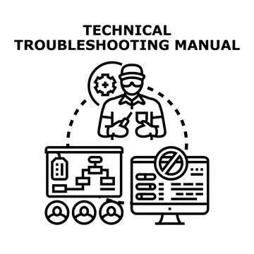 Technical troubleshooting manual concept for problem solving Illustrazione stock