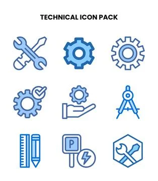 Technical Two Colour Collection Icons Pack Illustration