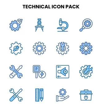 Technical Two Colour Design Icons Pack Stockillustratie