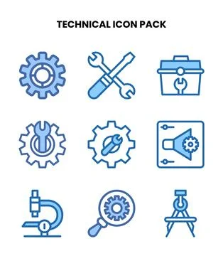 Technical Two Colour Icons Pack Иллюстрация