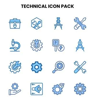 Technical Two Colour Scalable Icons Pack 库存插图